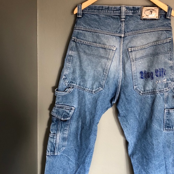 Vintage THUG LIFE Jeans Hiphop 90s Tupac Sz 32 - Picture 4 of 8